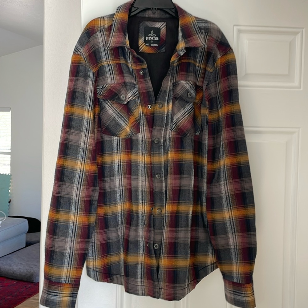 men’s prana waffle lined flannel shirt